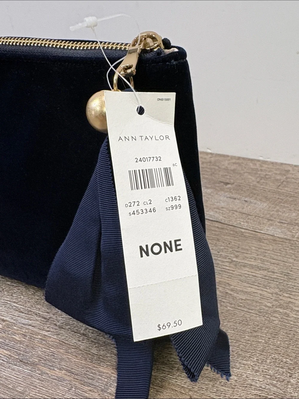 Ann Taylor Navy Velvet Bow Clutch Evening Bag NWT